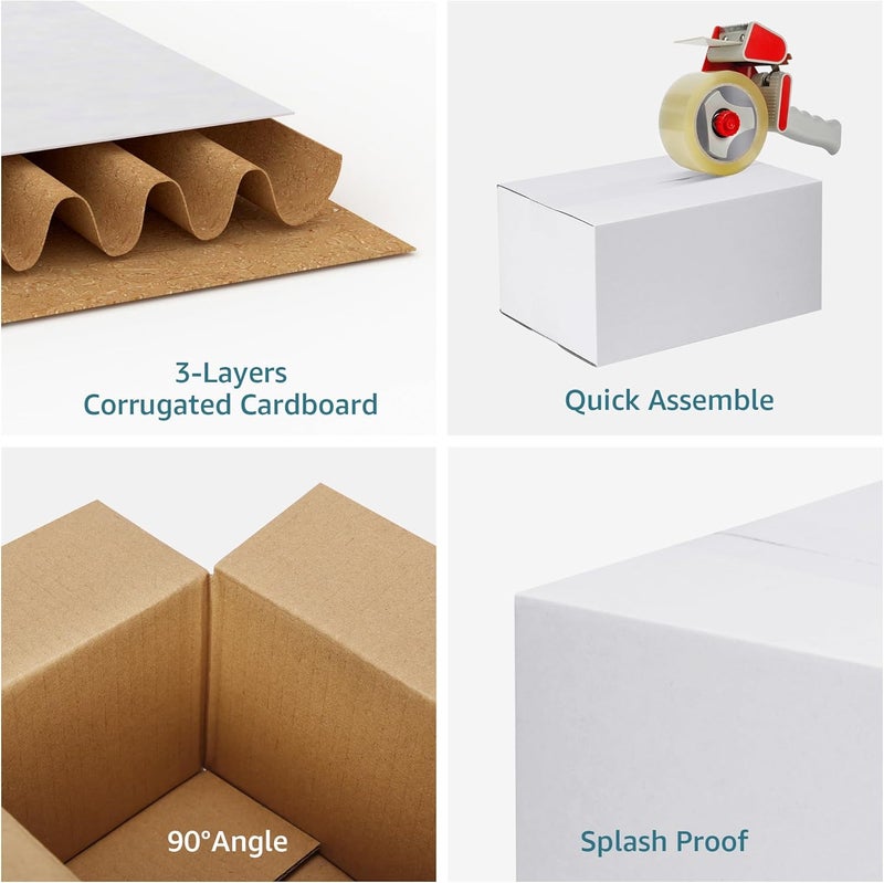 SPEPLA Shipping Boxes 10x7x5 Set of 6, White Corrugated Cardboard Box for Mailing Business Packaging - Image 4